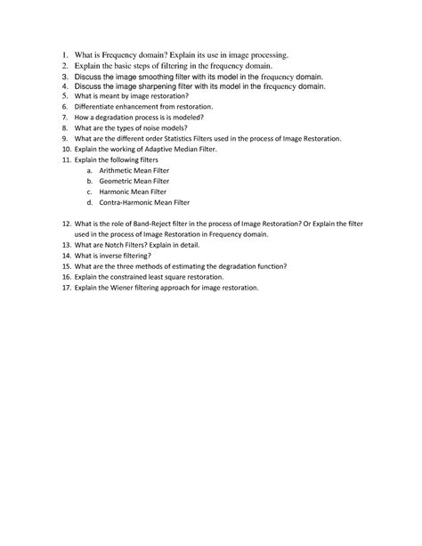 Image processing unit 2 - 1. What is Frequency domain? Explain its use ...