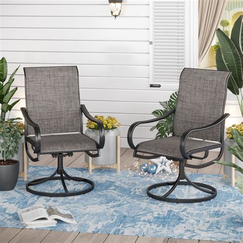 Buy Sophia & William 2Pcs Patio Dining Swivel Chairs Set with Black ...