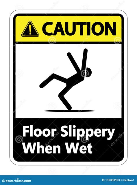 Symbol Caution Slippery when Wet Sign on White Background Stock Vector ...