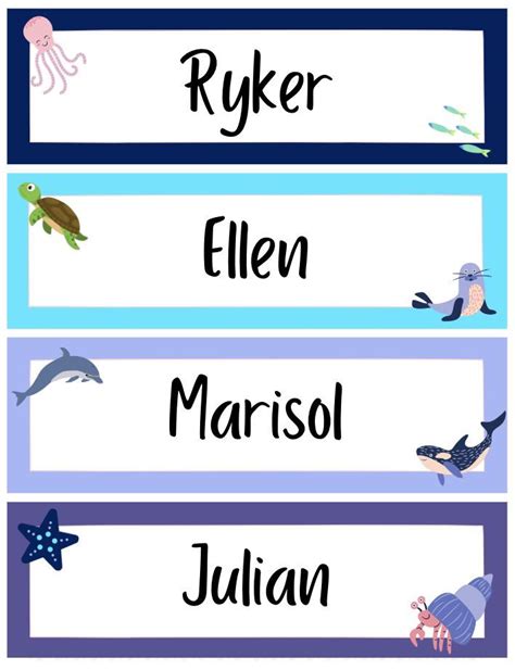 Under the Sea Name Tags/Name Plates | Supply Labels
