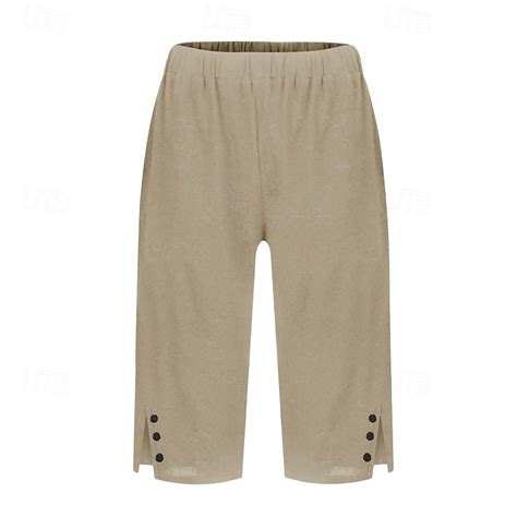 Women's Capri Pants Slacks Summer Shorts 100% Cotton Streetwear Casual ...