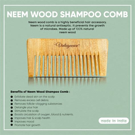 Ayurvedic Neem Wood Comb for Strong Hair | Vintageware