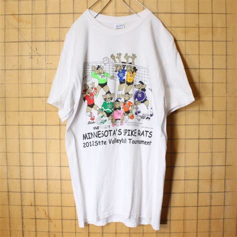 USA GILDAN MINNESOTA'S SPIKE RATS 両面プリント Tシャツ ホワイト 半袖 メンズM アメリカ古着 ...