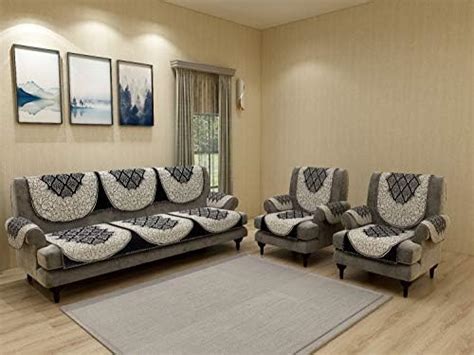 Kuber Industries Flower Design Cotton Floral 5 Seater Sofa Cover Set ...