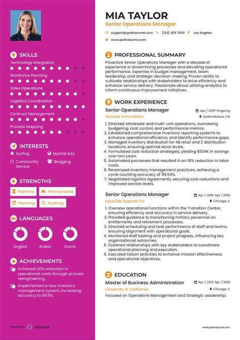 10+ Senior Operations Manager Resume Samples & Templates for 2025