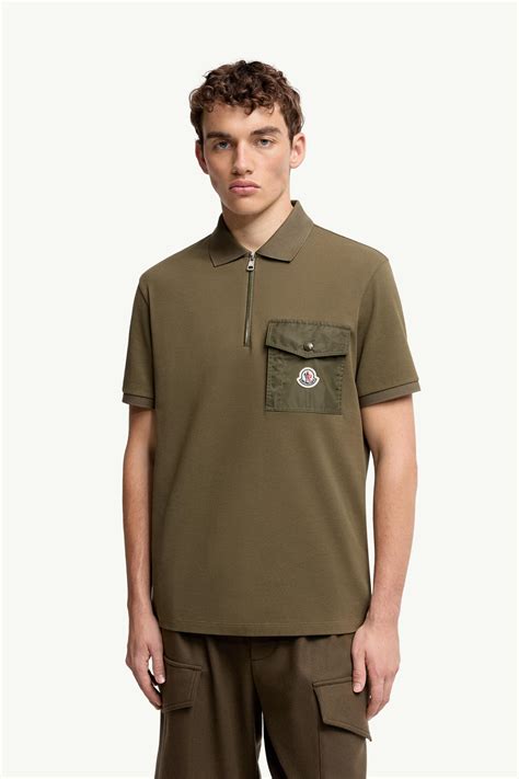 Olive Green Cotton Piquet Polo Shirt with Pocket - Polos & T-shirts for ...