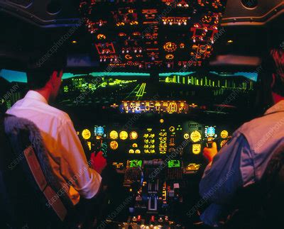 Interior of Boeing 737 simulator cockpit - Stock Image - T680/0019 - Science Photo Library