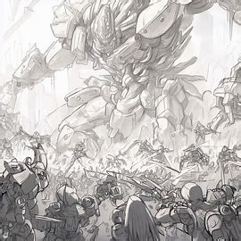 draw an epic anime scene2c depicting an army of rob - Image Creator in Bing