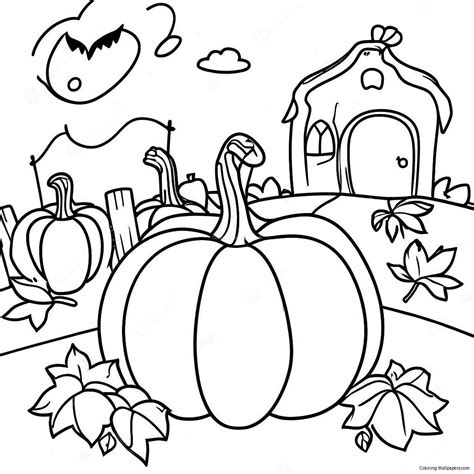 Vintage Halloween Pumpkin Patch Coloring Page (15451-12176)