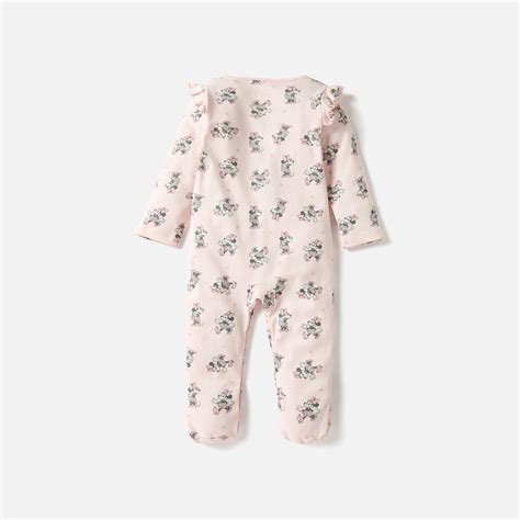 Buy Minnie Mouse Print Closed Feet Sleepsuit with Button Closure from ...