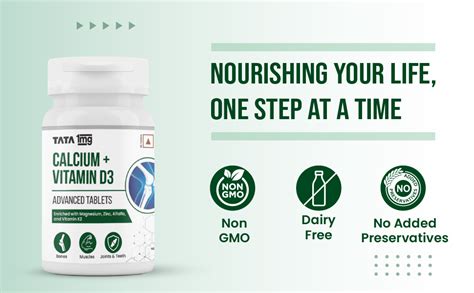 TATA 1mg Calcium & Vitamin D3 supplement with Zinc, Magnesium & Alfalfa ...