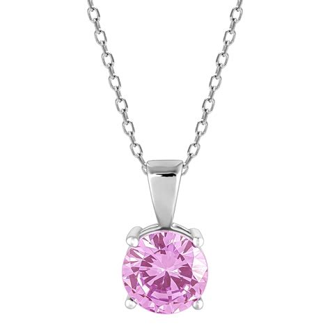 GIVA 925 Silver Zircon Pink Round Pendant with Link Chain | Gifts for ...