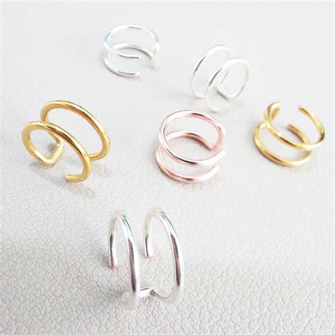Helix Hoops Fake Helix Ring Two Ring Helix Ear Cuff Silver - Etsy India