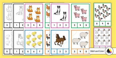 Farm Animal Counting to 10 Clip Cards (teacher made)