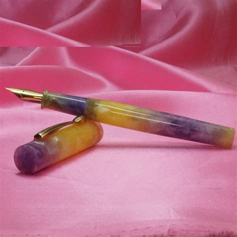 Ranga Handmade Model 3 P31 Yellow With Violet Cracked Ice Designed Flat ...