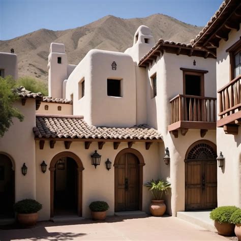 A village with Spanish colonial revival architecture...