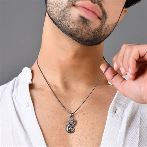 Eclipse Ganesha & Om Divine Black Mens Pendant – VOYLLA