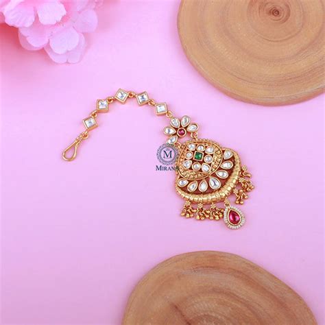 Ishani Ruby Green Antique Designer Maangtika