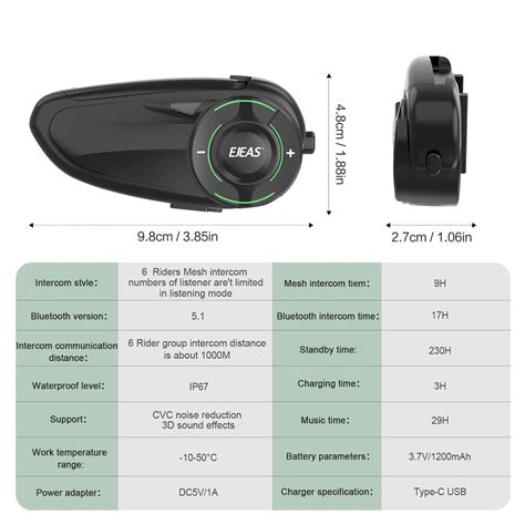 EJEAS Q8_Motorcycle Mesh Intercom, 6 Riders Group Talking at The Same ...