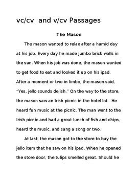 V/CV and VC/CV Passages (Words like ha/lo, tu/nic, mu/sic, jum/bo, to/ken)