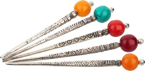 AAMANI Oxidized Metal Bun Hair Stick Juda Pin Rhinestone for Women ...