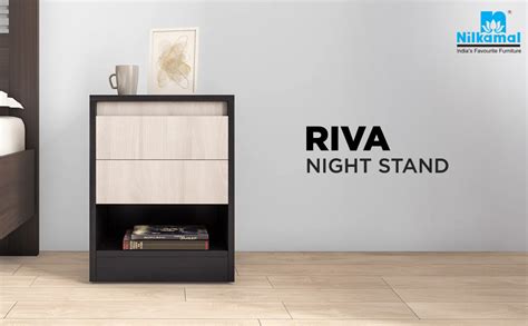 Nilkamal Riva Night Stand | Wooden Bed Side Table with 2 Drawers and an ...