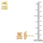 14K REAL Solid Gold Teddy Bear Pink, Red Heart Stud Earrings Earlobe ...