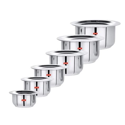 Buy Sumeet Stainless Steel Tope/patila/cookware With Lids, 370ML, 550ML ...