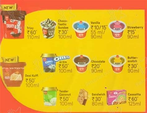 Menu at Kwality Wall’s Frozen Dessert and Ice Cream Shop, Mumbai, Shop 15
