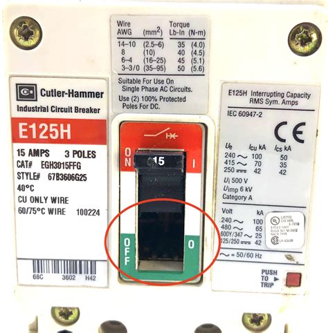 Cutler Hammer EGH3015FFG 3 Pole 15 Amps 600Y/347V Breaker (BROKE)