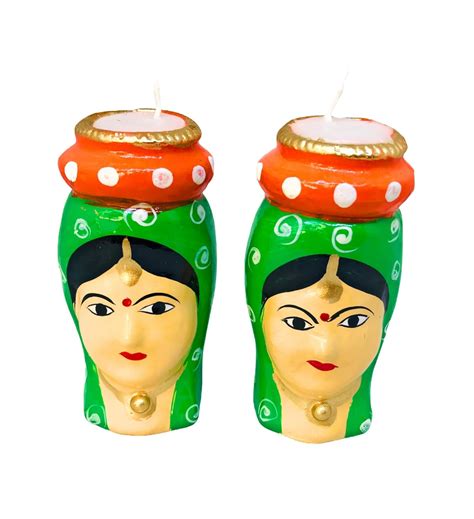 Buy Balaji Arts India Paper Mache Handpainted Rajasthani Women Tea ...