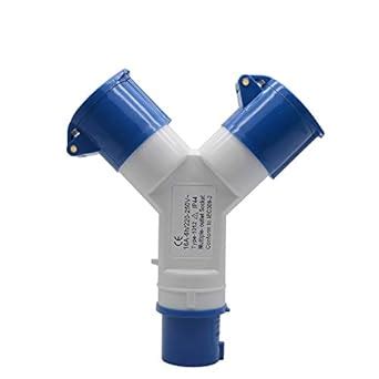 2 Way Splitter 32A 220v IP44 2 Way 3 Pin Industrial Site Socket and ...