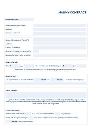 15+ FREE Nanny Contract Samples to Download