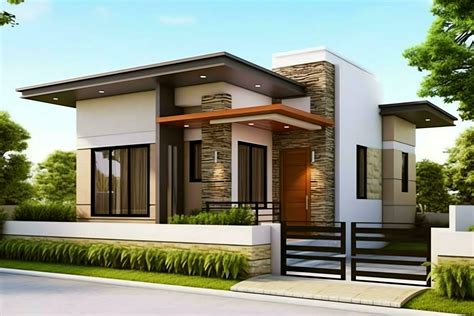 Beautiful modern house exterior with carport. Modern residential ...