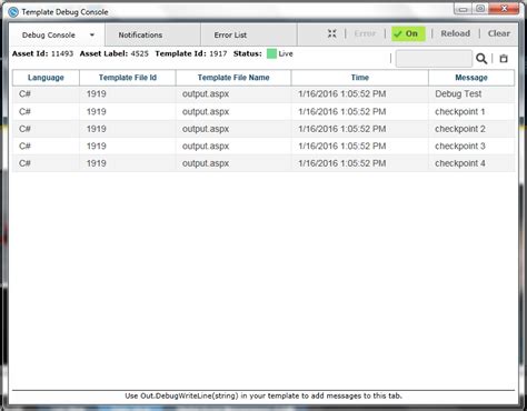 Debug Console 的图像结果