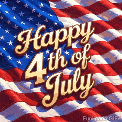 Glowing 'Happy 4th of July' GIF on American Flag Background - Download ...