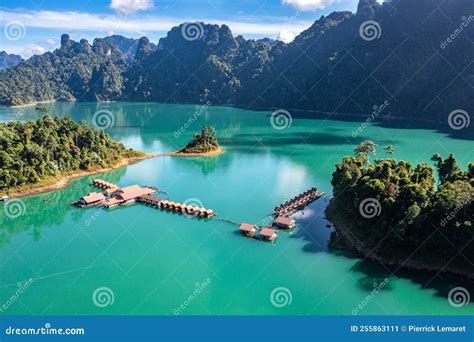 Aerial View of Khao Sok National Park Cheow Lan Dam Lake in Surat Thani ...