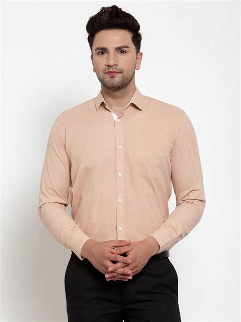 Jainish Light-Brown Formal Shirt with white detailing ( SF 419Light-Br ...