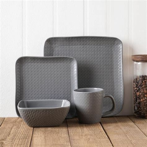 Stone Lain Gray Stoneware Dinnerware in the Dinnerware department at ...