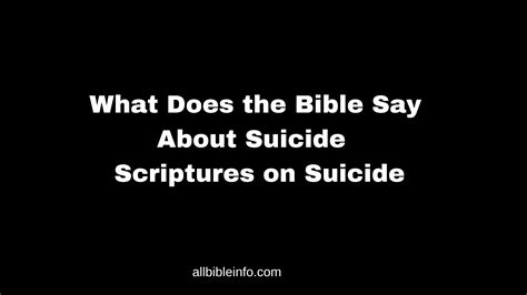 What Does the Bible Say About Suicide – Scriptures on Suicide - All ...
