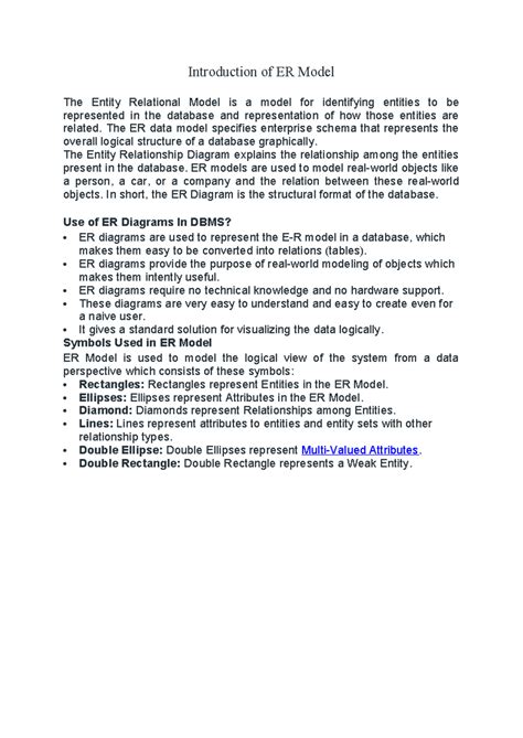 Er model - Introduction of ER Model The Entity Relational Model is a ...