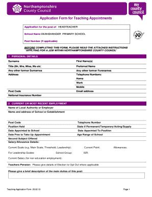 Fillable Online tes co Application Form for Teaching Appointments - Tes ...