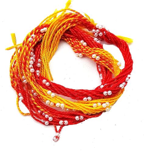 Buy Forty Wings Set Of 12 Beaded Moli Thread Kalava Pooja Mouli Rakhi ...