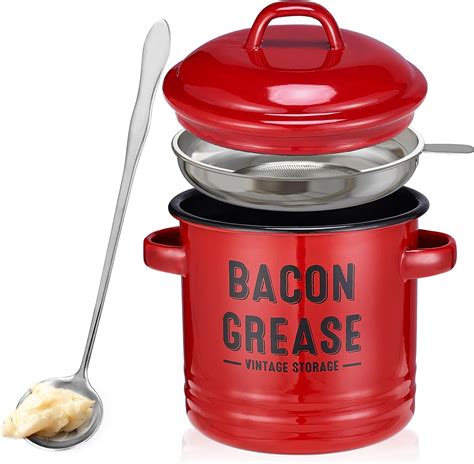 Amazon.com: ONEARF Bacon Grease Container with Strainer - Large 46OZ ...