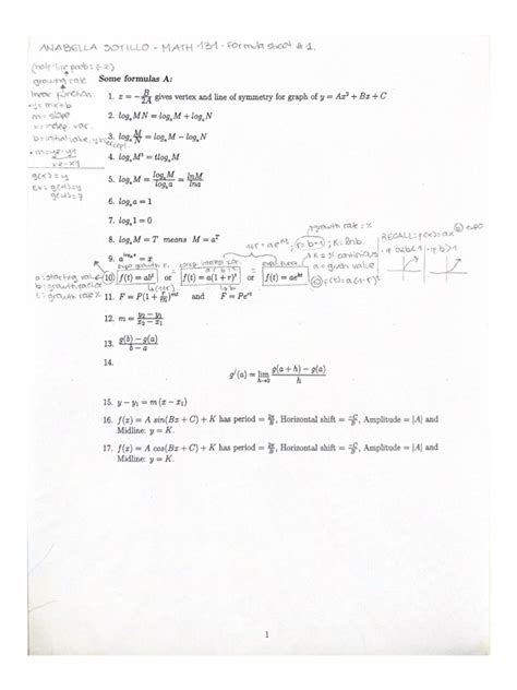 Image result for Math 31 Formula Sheet