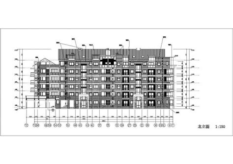 4500平米6层U型框架结构商住楼平立面设计CAD图纸（含阁楼/底层商用）_居住建筑_土木在线