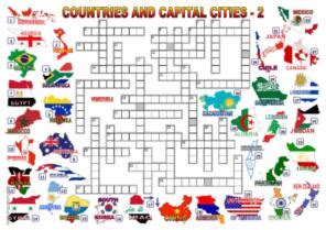 11 Countries, Crossword, Vocabulary Practice English ESL wor…