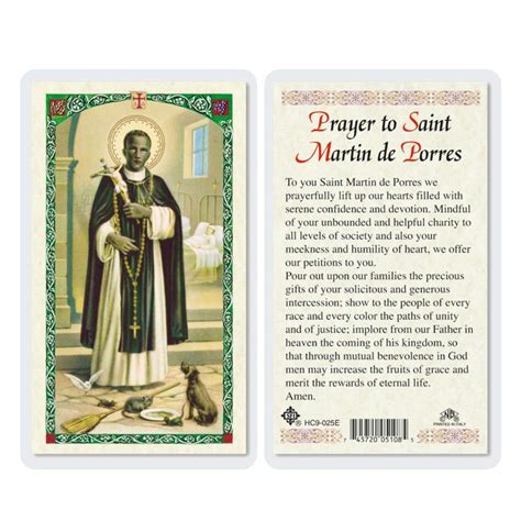 Buy Prayer to St. Martin de Porres Holy Card (HC9-025E) - Laminated ...