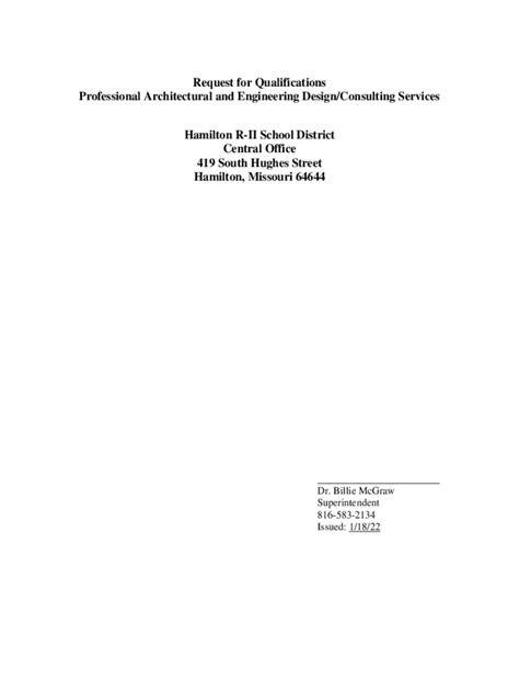 Fillable Online Request for Qualifications Professional Architectural ...