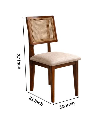 Cane Dining Chair Set of 2 in Honey Finish – Solid Wood Decor